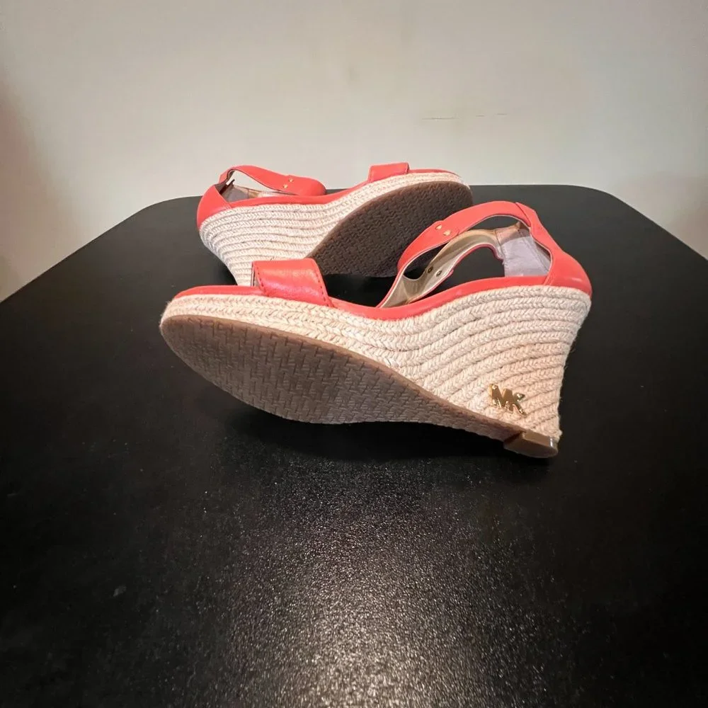 Michael Kors size 7.5 coral wedge espadrilles NWOT